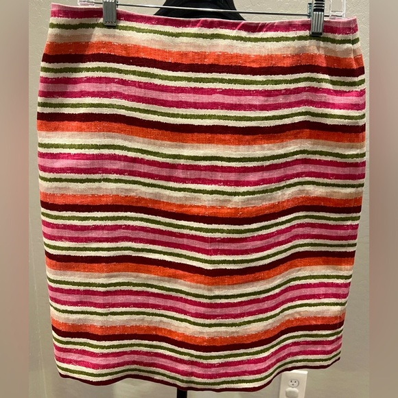 Talbots size 8 100% linen striped skirt - office, day time social event - Picture 1 of 7